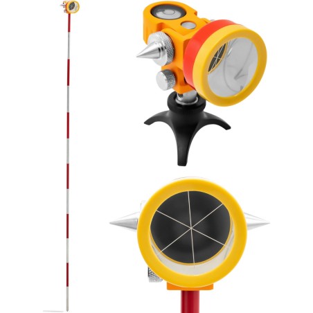 Steinberg Mini-Prisma, Vermessungsspiegel mit Stange und Ständer, silberbeschichtet, Durchmesser 3,6 cm, 1,26 m Mini-Prisma, Vermessungsspiegel