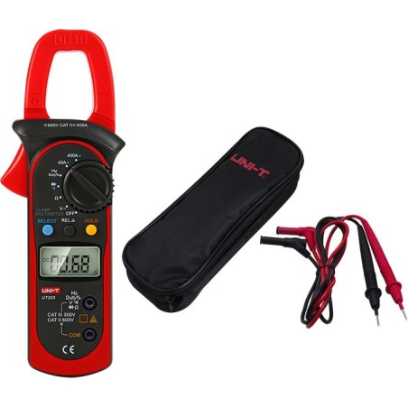 UNi-T UT203 Digital-Zangenmessgerät (Gleich- und Wechselstrom) Messkabel Tragetasche