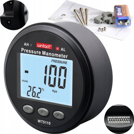 DIGITALES MANOMETER DRUCKMESSGERÄT UNTERDRUCKTESTER 0–100 kPa LCD ALARM