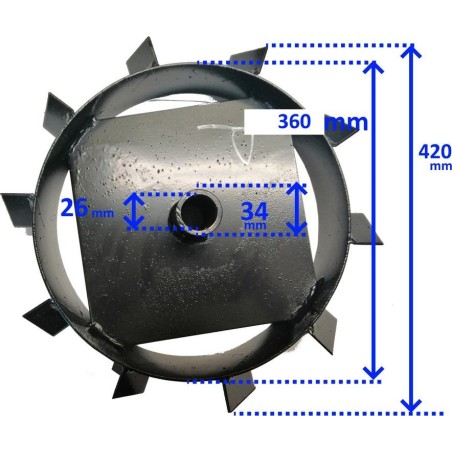 MasterCut-Motorhacke – Metallschaufelräder für die Motorhacke MasterCut, Triunfo S48, S50, S60, PTT90, HSDT100TS – Achse