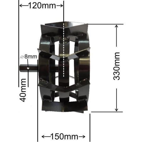 MasterCut-Motorhacke – Metallschaufelräder aus Eisen für die MasterCut HSDT-Motorhacke – Sechskantachse, Durchmesser 330 mm