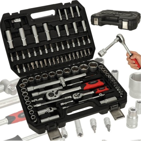 KIK KAFUWELL Steckschlüsselsatz 1/2" und 1/4" mit Ratsche, 94-teilig