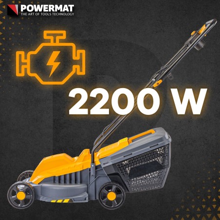 ELEKTRISCHER RASENMÄHER 2200 W, 32 CM SCHNEIDBREITE, LEICHT, GROSSER GRASFANGKORB 30 L