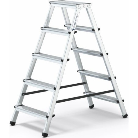 Lagerung Aluminiumleiter, beidseitig nutzbar, 5 Sprossen, Tragkraft: 125 kg – HOME