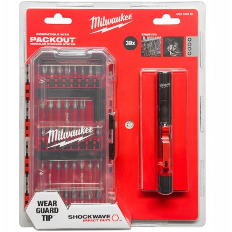 MILWAUKEE 38-TEILIGES SET MIT SCHLAGBITS + TASCHENLAMPE