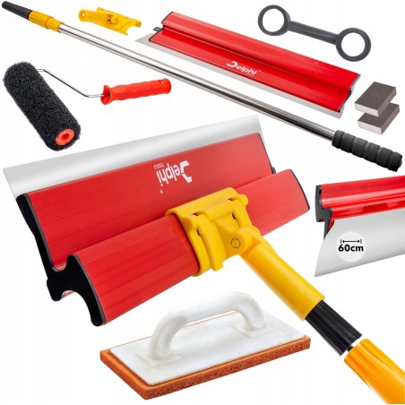 GLÄTTESET MIT SPACHTEL (60 cm), AUSWECHSELBARE EDELSTAHLKlinge (0,3 mm) UND ROLLENSTIEL