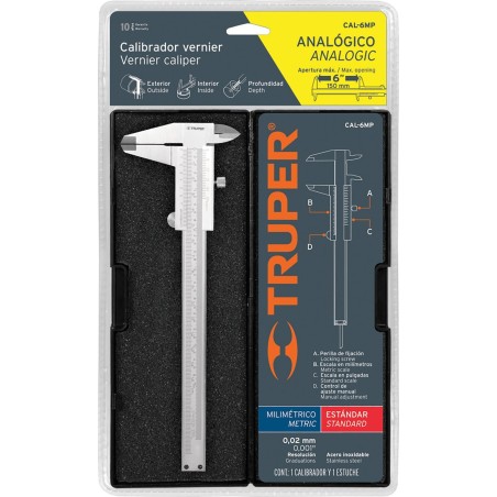 Truper Slankmatis 150 mm, rostfreier Stahl, Genauigkeit 0,02 mm Truper®