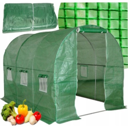 Garten-Folientunnel, Gewächshaus 2x3 m, 6 m², grün, für Gemüse, LEAN-Gestell