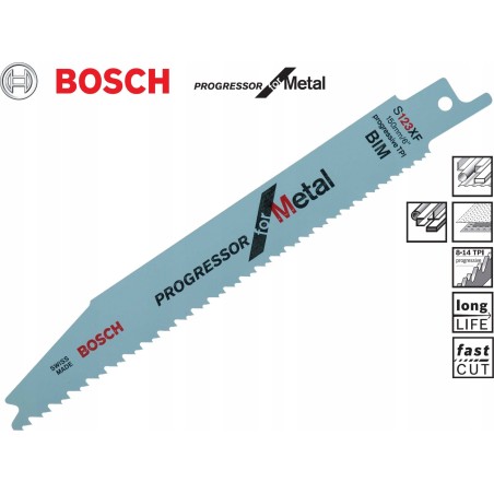 Bosch Bosch Säbelsägeblatt S 123 XF Progressor für Metall, 25 Stück (Länge 150 mm)