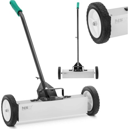 MSW Magnetbesen zum Aufsammeln von Nagelspänen, auf Rädern, Breite 45 cm Magnetbesen zum Aufsammeln