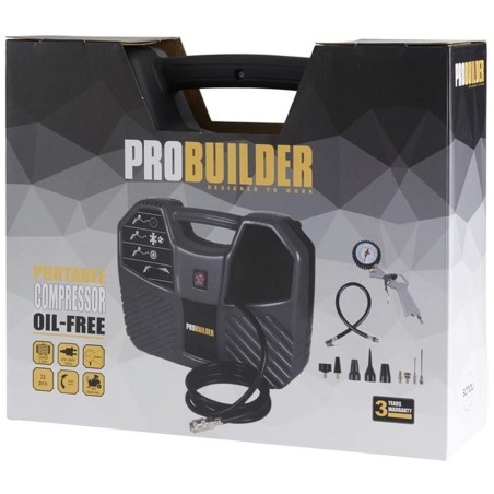 PROBUILDER-Luftkompressor, Leistung 1100 W, max. Druck 8 bar, Durchfluss 180 l/min, inklusive Pistole
