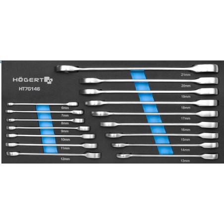 HOGERT Ein-Augen-Schraubenschlüssel mit Ratsche, 16-teilig / EVA-Einsatz