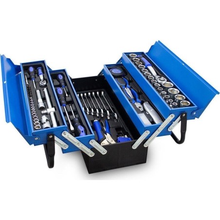 Bituxx Werkzeugkasten, aufklappbar, blau, 85 Teile, Bituxx