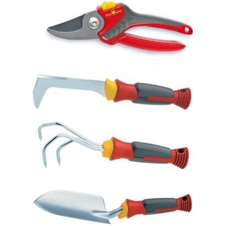 Wolf-Garten Handwerkzeugset: Gartenschere + Schaufel + Lockerer + Schaber