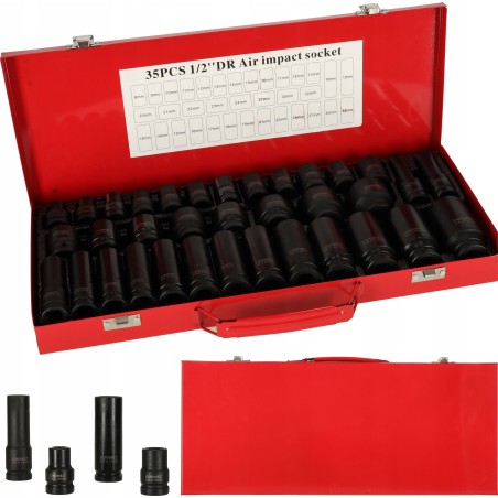 1/2-Zoll-Schlagschraubendreher-Einsätze 8–32 mm, 35-teiliges Set