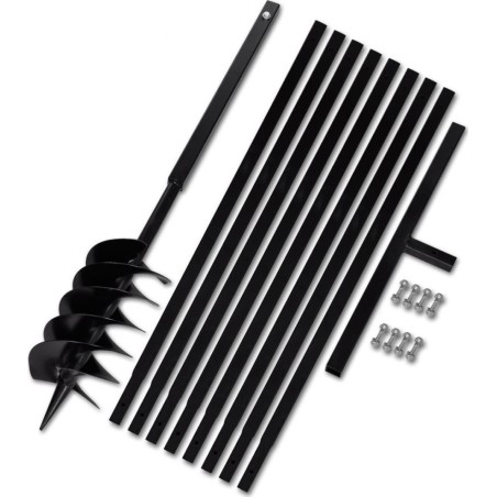 vidaXL Erdbohrer mit Griff, 150 mm, ausziehbar, 9 m, Stahl