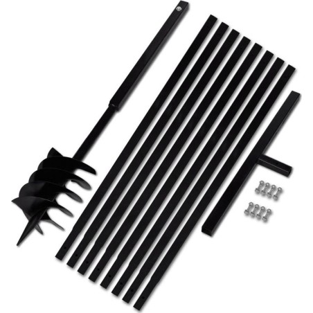 vidaXL Erdbohrer mit Griff und 9 m Verlängerungsrohr, 180 mm, Stahl