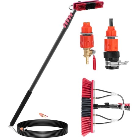 Ulsonix Teleskop-Wasserbürste mit Schlauch zum Reinigen von Fenstern und Solarmodulen, Länge 9 m Teleskop-Wasserbürste mit Schlauch
