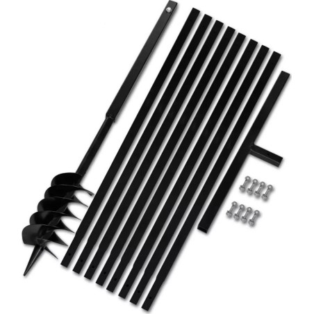 vidaXL Erdbohrer mit Griff, 120 mm, ausziehbar, 9 m, Stahl