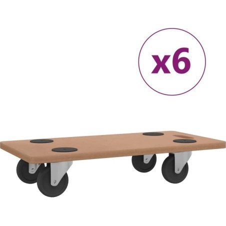 vidaXL Plattformwagen, 6 Stück, rechteckig, Holzwerkstoff