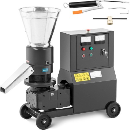 Wiesenfield Pelletiermaschine, Granulator, Pelletmaschine für Sägemehl und Futtermittel, mobil, 7,5 kW, 400 V, 200 kg/h, Durchmesser 229 mm, Pelletiermaschine, Granulator