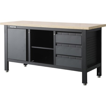 Der geheimnisvolle Garten von Feistos Werkstattausstattung Werkbank Heros 1 inklusive Lochwand Anthrazit/Schwarz 169 x 60 x 87 cm