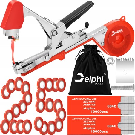 Delphi Tools TAPENER – Garten- und Baumschul-Heftgerät zum Binden von Pflanzen, 25 Heftklammern