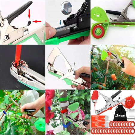 Delphi Tools TAPENER – Garten- und Baumschul-Heftgerät zum Binden von Pflanzen, 25 Heftklammern