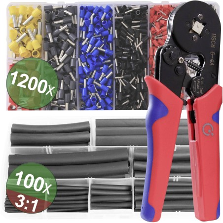 Quadrios 22T009 22T009 Crimpzangen-Set für Aderendhülsen 0,25 bis 10 mm² inkl. Aderendhülsen-Sortiment (22T009)
