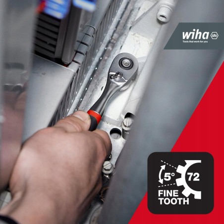 Wiha Wiha Umschaltknarre 1/2 Zoll mit Druckknopf und Kugelsicherung