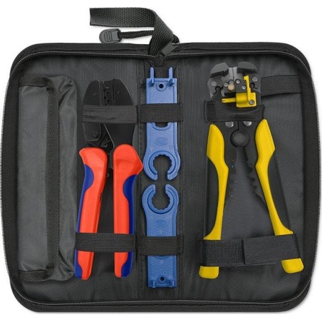 Qoltec Solar-Werkzeugset, kompatibel mit MC4-Steckverbindern | Crimpzange + automatischer Abisolierer