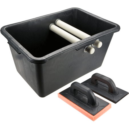 Topex Fliesenleger-Set: 40-Liter-Eimer + Spachtel mit Gummi + Spachtel mit weicher Schwammspitze (13A339)
