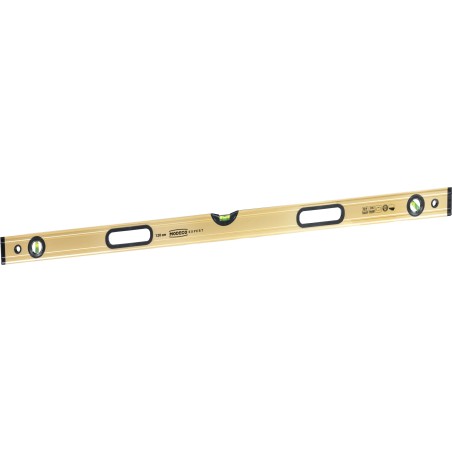 120 cm lange, eloxierte Wasserwaage MAX LEVEL GOLD 90°/0°/45° mit Magnethalterung [EXPERT]