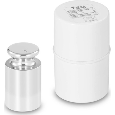 TEM Massestandardgewicht zur Kalibrierung von Waagen, rostfrei, OIML-Klasse F1, 1 kg Massestandardgewicht zur Kalibrierung von Waagen