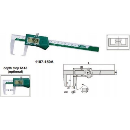 Insize Spezial-Digital-Messschieber 0–150 für Außenkanäle