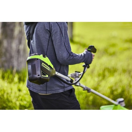 Greenworks 60-V-Rasentrimmer, Trimmer, Fahrradhalterung, bürstenloser Motor (GD60BCB)