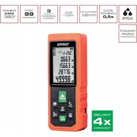 Laser-Entfernungsmesser PRO LASER-ENTFERNUNGSMESSER DL-100XG GRÜNER STRAHL