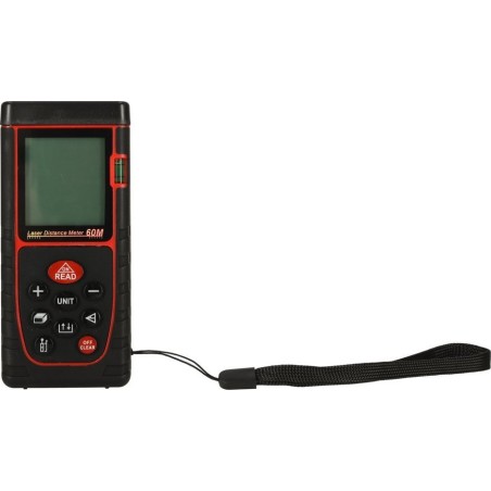 Laser-Entfernungsmesser KIK KAFUWELL – digitaler, wasserdichter Laser-Entfernungsmesser (IP54), 3 mm/60 m, mit Schutzhülle, Batteriebetrieb