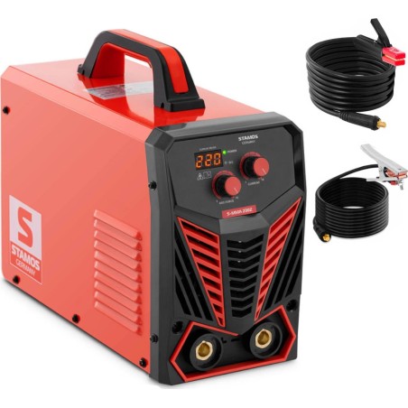 Stamos Germany IGBT-Inverter-Schweißgerät für MMA-Schweißen mit Hot-Start- und Arc-Force-Funktionen, 220 A IGBT-Inverter-Schweißgerät für MMA-Schweißen mit Hot-Start- und