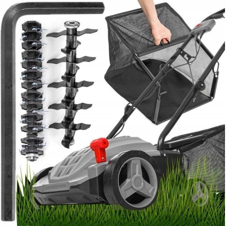 Lehmann KANWOD Elektrischer Vertikutierer für Rasen mit einstellbarem Mähkorb, 2500 W