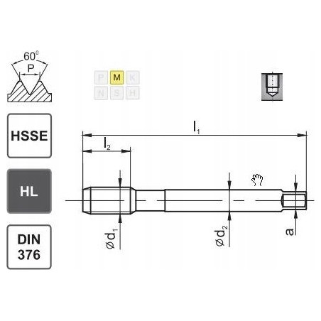 Fanar Gewindebohrer M16 DIN-376C R40 (6H) HSSE HL INOX