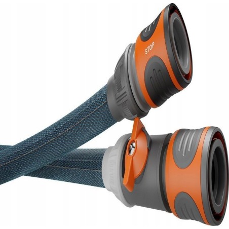 Gardena GARDENA Textil-Gartenschlauch Liano Xtreme 1/2", 10-Meter-Set + Innenadapter (dunkelgrau/orange, Modell 2023, inkl. Sprühdüse