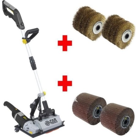 Schleifmaschine Fartools FARTOOLS-PAKET: GROSSER RENOVATOR AUF STIEL FÜR BODENOBERFLÄCHEN + 2 MESSINGDRAHTBÜRSTEN + 2 SC-BÜRSTEN