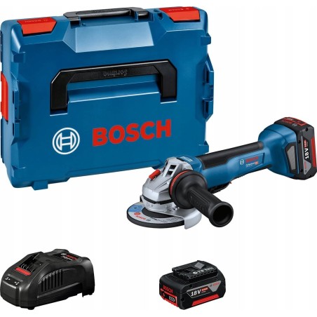 Bosch Akku-Winkelschleifer GWS 18V-10 P Professional, 125 mm (blau/schwarz, 2 Li-Ionen-Akkus à 5,0 Ah, im L-BOXX)