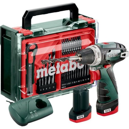 Bohrmaschine Metabo METABO AKKU-BOHRMASCHINE BS BASIC SET 12 V + 41 ACC 34/17 Nm 2x2,0 Ah POWERMAXX