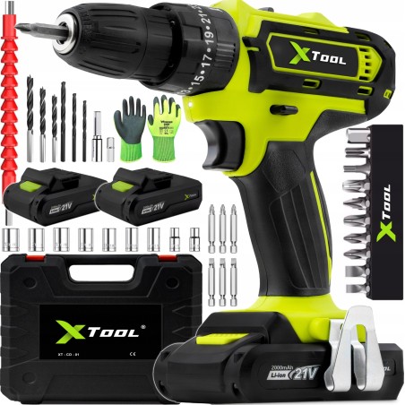 Bohrschrauber xTool Akku-Schlagbohrschrauber 2xAkku 21 V Bits