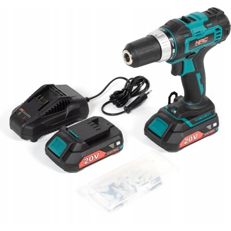 Bohrschrauber NAC CDB2-40-S-LI-20V 20 V, 2 Akkus à 2 Ah + 126-teiliges Zubehörset