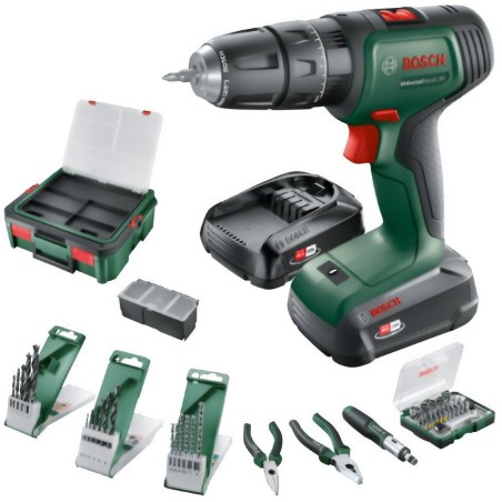 Bosch UniversalImpact 18-V-Bohrschrauber mit 2 Akkus à 1,5 / 2 Ah (06039D4108)