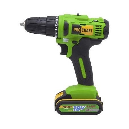 Akku-Bohrschrauber ProCraft PA18C, 18 V, 2 × 1,5 Ah, 32 Nm