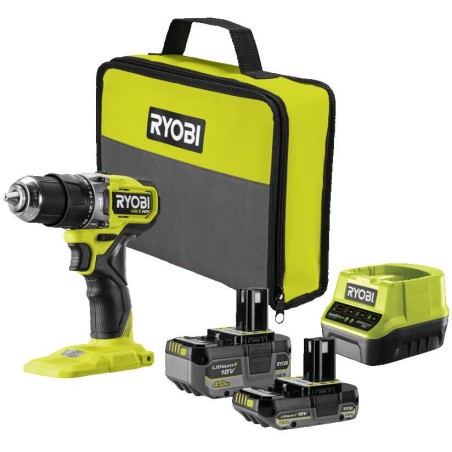 Akku-Schlagbohrmaschine RYOBI ONE+HP RPD18C1-242S, 18 V, 2,0 + 4,0 Ah Li-Ion, 60 Nm